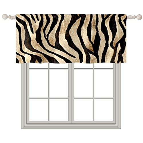 Valence Curtains For Windows Zebra Leopard Print Vintage Blackout Curtain Rod Pocket Window Treatment Curtains For Kitchen Bathroom Living Room Bedroom Decorative Curtain Toppers And Valances 18X52In #TOP1