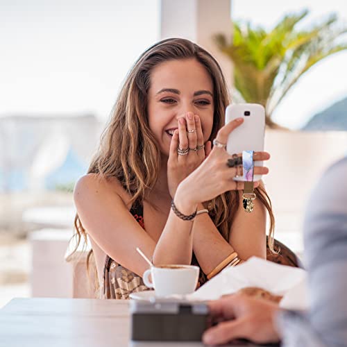 Handlein Key Ring Bracelet ，Mini Keychain Bracelet For Women，Key Rings For Keychains Holder Car Id Badges Card Wallet Phone Camera.（Maeble A） #TOP1