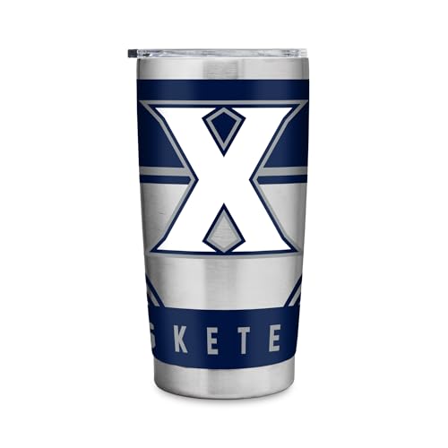 Rico Industries NCAA Xavier Musketeers 20oz Stainless Steel Tumbler with Lid - Great For Coffee, Tea, Water or Cocktails