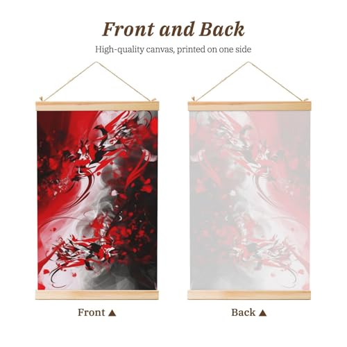 Œuvre d'art prête à accrocher tableau abstrait rouge pour grand mur vide