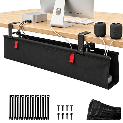 Under Desk Cable Organizer with Silicone Pads