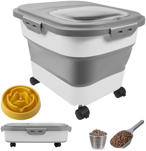 16lb Stainless Steel Pet Food Container - Airtight, With Scoop & Hangable Lid