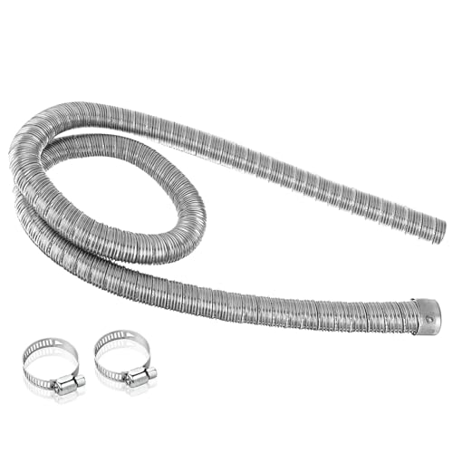 autozen Heater Exhaust Pipe, 300cm Two-Layer Stainless Steel Exhaust Pipe with 2 Clamps Generator Exhaust Hose for Diesel Gas Vent Hose Heating