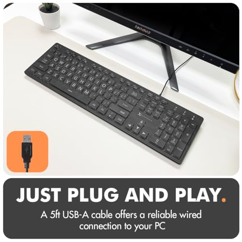 X9 Performance WIRED BACKLIGHT KEYBOARD Backlit Large Print Keyboard - Easy To See And Type - Light Up Keyboard For Seniors, Elderly, Visually Impaired - Usb Wired Lighted Keyboard thumb #3