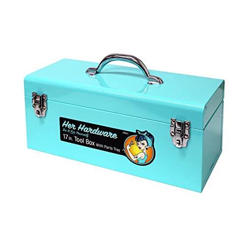 Allied Tools 38231 Metal Tool Box, Removable Tray, Steel Draw Bolts, Steel Handle, Durable and Steady, Safety Latches, for Home, Office, Dorm, Garage, Car, Etc.