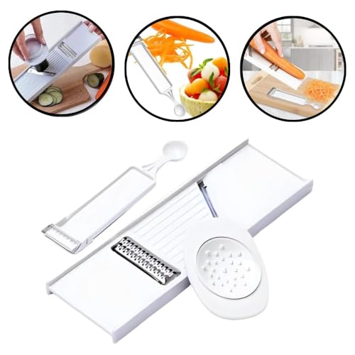 Combo Descascador Ralador Cortador Legumes Frutas Verduras Queijo Boleador 4 Em 1 Dupla Face Proteto
