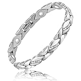 Reaowazo Copper Bracelet for Women Pure Copper Crystal Bracelets Link Chain Charm Christmas Jewelry Gift 3500 Gauss with Adjust Tool Silver
