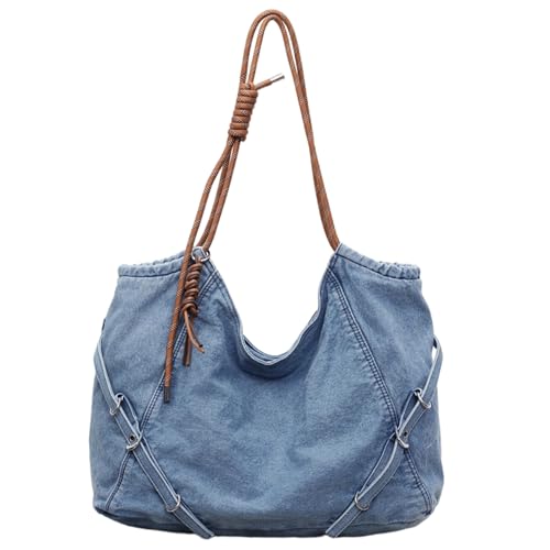 Bolso Tote Denim para Mujer Azul Claro Grande miniatura 1