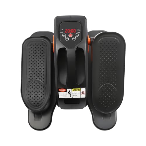Entrenador de máquina elíptica eléctrica,Bicicleta elíptica ejercitador de pedal con mando a distancia de exhibición ejercitador de piernas 5 velocidades ajustables, para personas mayores (naranja)