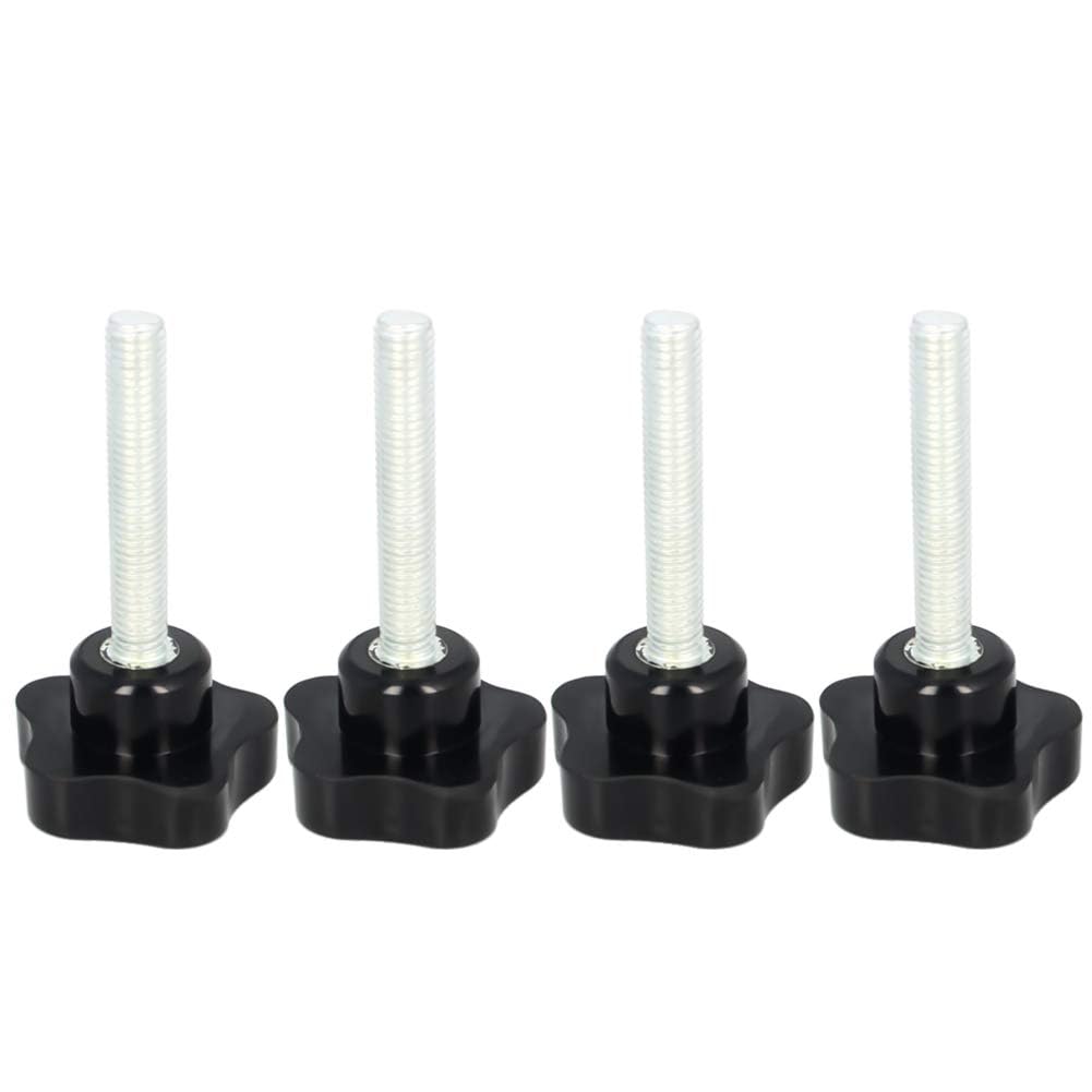 Bztoolbox 4Pcs Black 10mm(M10) x 50mm Thread Replacement Star Hand Knob Tightening Screws