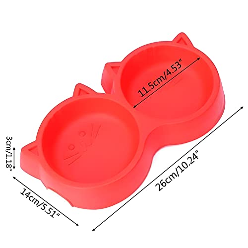Tails-of-Joy-Double-Cat-Face-Shaped-Bowls-with-Non-Skid-Silicone-Feet-Plastic-Feeder-Bowl-Water-and-Feeding-Bow-for-CatsKittens-Puppies-and-Dogs-Size-Small-Color-May-Vary