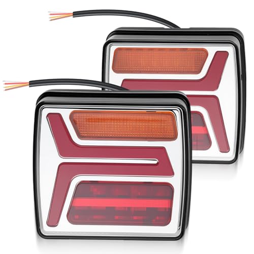 DTEANJU Pilotos traseros remolque LED 12V, luz freno y posición separadas, IP67 impermeable, homologados ECE R148 R10, 35 LEDs, sin cableado