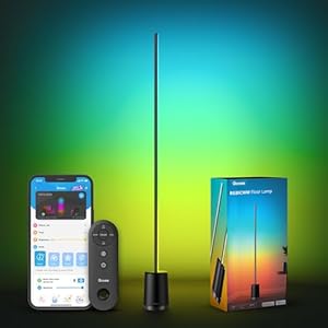 Govee RGBIC Floor Lamp, Modern LED Lyra Corner Lamp with 64+ Scene & Music Modes, 1500 Lumens, DIY Mode, Smart Remote Control Standing Floor Lamp for Bedroom, Living Room, Gaming Room, Black