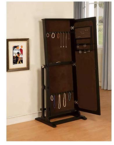 Lola Cheval Full Length Adjustable Mirror/Jewelry Wardrobe Black - Powell Company #TOP4