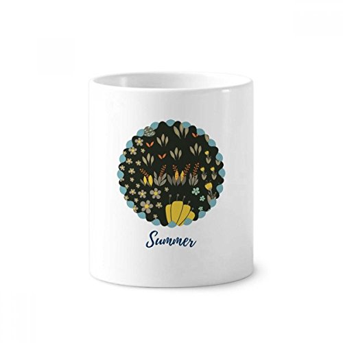 Tasse en céramique blanche fleur jaune orange pot à crayons 350ml