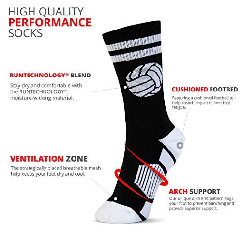 Chalktalksports Volleyball Woven Mid-Calf Socks | Classic Ball | Black & White #TOP2