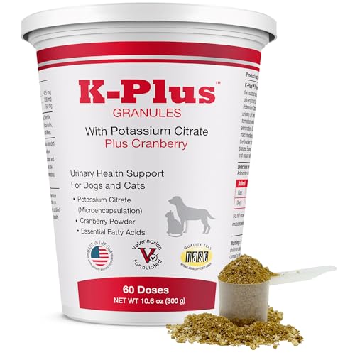 K-Plus Potassium Citrate + Cranberry Granules for Dogs & Cats – Vet-Approved UTI & Bladder Health Support – Helps Maintain Urinary Balance & Kidney Function – Easy-to-Use Granules – 60 Doses