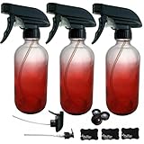 Red Glass Spray Bottle 8 oz Cleaning Set (3 Pack) Durable Empty Reusable Refillable Container with...