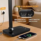 Akynite LED Desk Lamp Dimmable with USB C Port, 5 Color Changing 10 Brightness, 45Min Timer Touch Control LED Desk Light, Foldable Lamp for Reading Studying Bedside Table, Memory Function, Black - Image 4