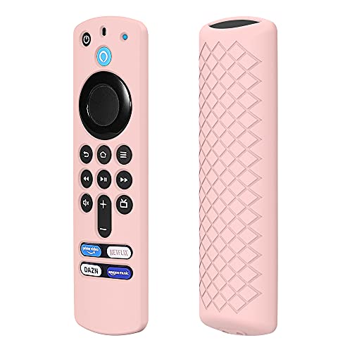 Image of Silicone Case Compatible with Fire TV Stick 3rd Gen 2021 Remote Full Wrap with Lanyard, Compatible with Fire TV Stick Remote Cover (Only Silicon Cover Included) - Pink Style 2