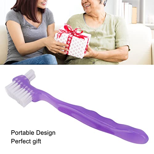 Yuyte False Teeth Cleaning Brush, Elderly Portable Denture Toothbrush, Plaque Dirt Removal Denture Brush Gift For Home Travel (Purple) #TOP4