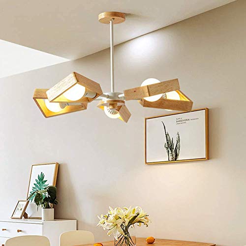 Lámpara colgante de madera de estilo japonés moderna y simple de tec 6