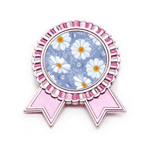 Broche calliopsis en métal blanc et rose aux finitions artistiques