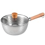 Waykea Stainless Steel Small Saucepan with Lid 1.7 Qt, 3-layer Thick Milk Boiling Pot Japanese Pan...