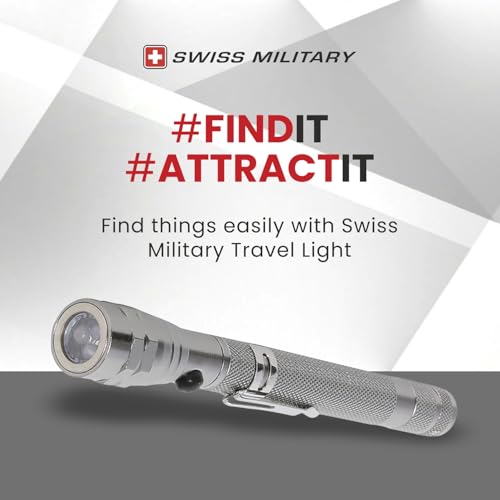 Image of SWISS MILITARY Torchlight, 360 Flexible & Extendible Head LED Torch with Scratch Resistant Diamond Body, Magnetized Head & Base,3 Powerful LED Lights, Portable Rechargeable Silver, Pack of 2