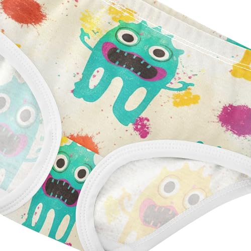 Cotton Toddlers Underwear Floral Cute Monster Splash Girl Panties Cute Colorful Kids Undies Briefs 2t4