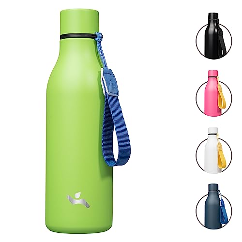 Image of Konokyo Insulated Water Bottle with Strap,18 oz Double Wall Stainless Steel Vacuum Bottles Metal Water Flask,Green