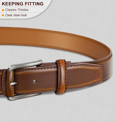 Image of Contacts Men's Genuine Leather Pin Buckle Belt | Leather Belt for Men Classic Designs for Work & Business Casual