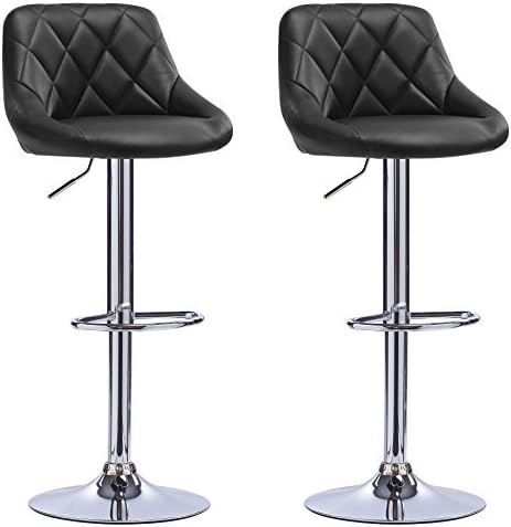 WOLTU Bar Stools Dark Grey Bar Chairs Breakfast Dining Stools for Kitchen Island Counter Bar Stools Set of 2 pcs Velvet Exterior, Adjustable Swivel Gas Lift, Steel Footrest & Base
