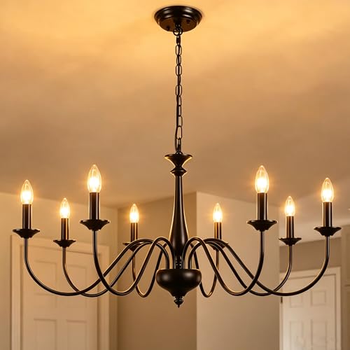 Lustre farmhouse 8 lumières pour sublimer votre salon chaleureux