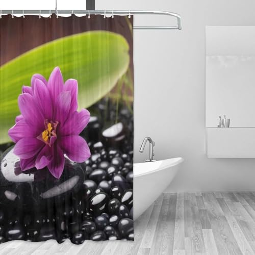 Rideau de douche résistant motif pierre noire et violette - 4