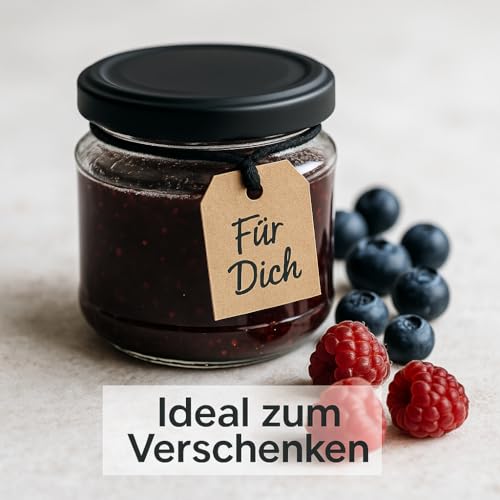 Blumixx Einmachgläser mit Schraubdeckel 12er Pack Einmachglas mit Deckel Schwarz - 210ml Fassungsvermögen - Ideal für Erntezeit… – Ansicht 3