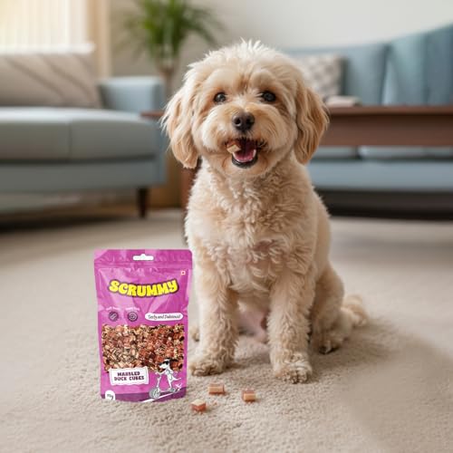 Image of Scrummy Marbled Duck Cubes Dog Treats 70g (Pack of 3) | Soft & Tasty Training Snacks | High Protein Healthy Chews for Puppies & Adult Dogs