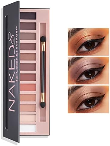 LZYLLS 12 Shades Nude Matte Eyeshadow Palette,Shimmer Naked Eyeshadow Palette,Eye Shadow Palette Natural Flash Waterproof Durable Smoked Professional Makeup Palette With Brush(Matte)