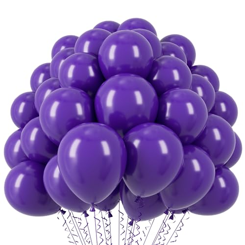 Image of Voircoloria 110pcs Dark Purple Balloons 12inch Deep Purple Latex Party Balloons for Halloween, Graduation, Wedding, Birthday, Baby Shower, Anniversary, Valentine's Day Party Decorations