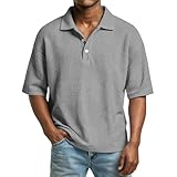 Polo Shirts for Men Light Colors, Short Sleeve Sport Collared Casual Tshirt Moisture Wicking Performance Golf Shirts Guys with Big Belly Mens Tops Work Summer Clothes (XL, Gray)