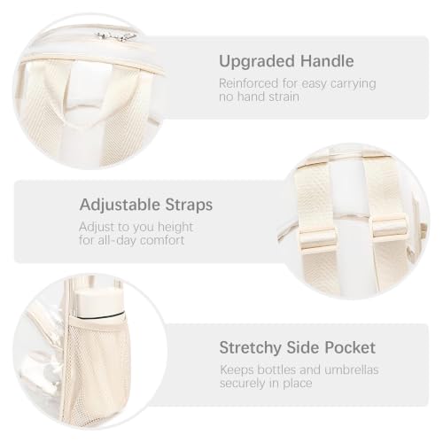 abshoo Stadium Events Approved Clear Backpack Mini Transparent Bag for Girls Women for Sports Events Music Festival Concerts(Beige) by abshoo - Used condition - Image 5