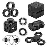 8PCS Fidget Toys Set,Magnetic Metal Fidget Spinner,Fidget Rings, Infinity Cube,Fidget Cube,Sensory Toys for ADHD Autism Anxiety Relief,Cool Desk Gadgets for Adults Teens Boys,Classroom Quiet Fidgets