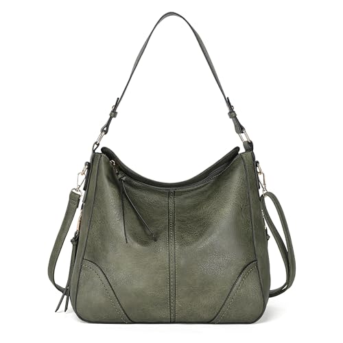 TANTOMI Handtasche Damen, Henkeltasche Damen Leicht Shopper Tasche Schultertasche Umhängetasche mit Verstellbar Abnehmbar Gurt Crossbody Bag für Büro Arbeit Einkaufen und Reisen, Dunkelgrün