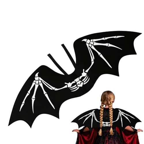 Humdcdy Alas de murciélago, disfraz de alas de murciélago de Halloween, patrón de esqueleto, recuerdos de fiesta de vampiro, para carnavales, bailes de máscaras, escenario de teatro de Navidad