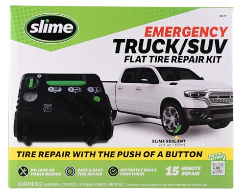 Image of Slime 50139 Flat Tire Puncture Emergency Kit, Includes Sealant and Tyre Inflator Pump, Analog, Suitable for Trucks, SUVs and Vans, 15 Min Fix
