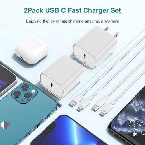 Image of 10FT iPhone Fast Charger [Apple MFi Certified]2Pack Apple PD USB C Chargers