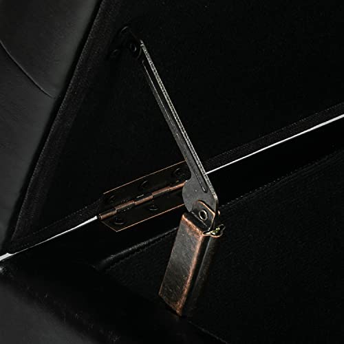 Adeco Storage Ottoman, Faux Leather Rectangular Tufted Upholstered Bench With Wood Legs, Footrest Stool Coffee Table For Living Room Bedroom Entryway Hallway (Black) #TOP7