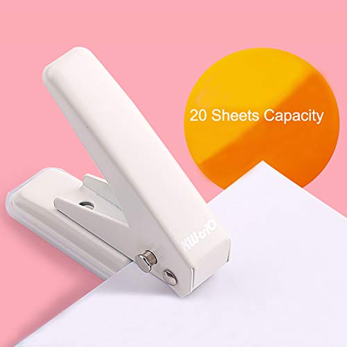 1 Hole Paper Punch With 20Pcs Loose Leaf Binder Rings 20 Sheets Capacity Desktop Hole Puncher For Paper Crafts Booklets Diy Greeting Cards Index Cards #TOP3