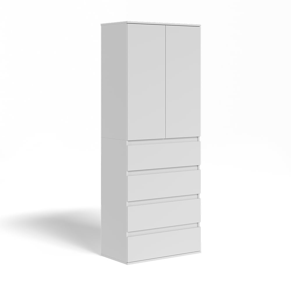 Vicco Armario Claus, Blanco, 74 x 191.5 cm con 4 cajones, para Guardar Ropa y Textiles