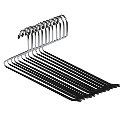 Nahanco 2Hu Premium Metal Pant Hanger With Non-Slip Bar, Chrome (Pack Of 12) #TOP21